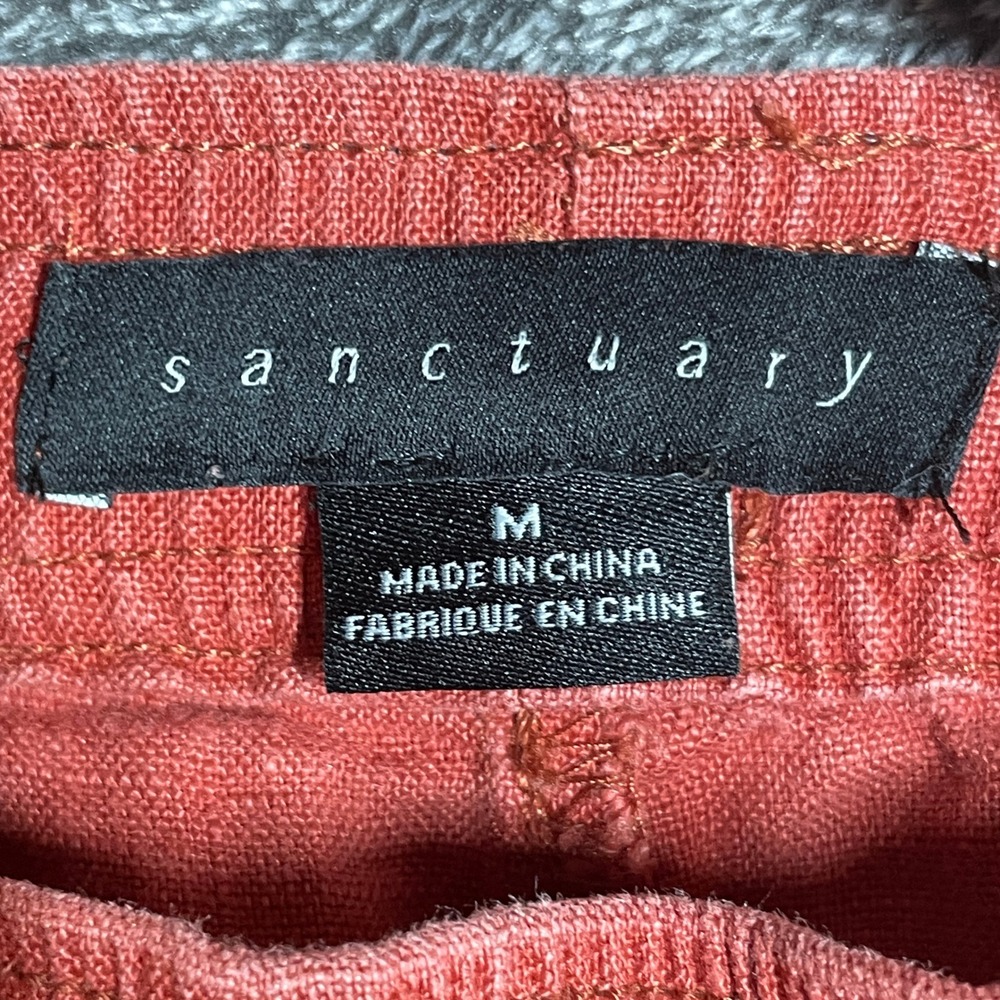 Sanctuary Linen Cargo Pants Womens Medium Coral 100% Elastic Drawstring Waist - Picture 2 of 13